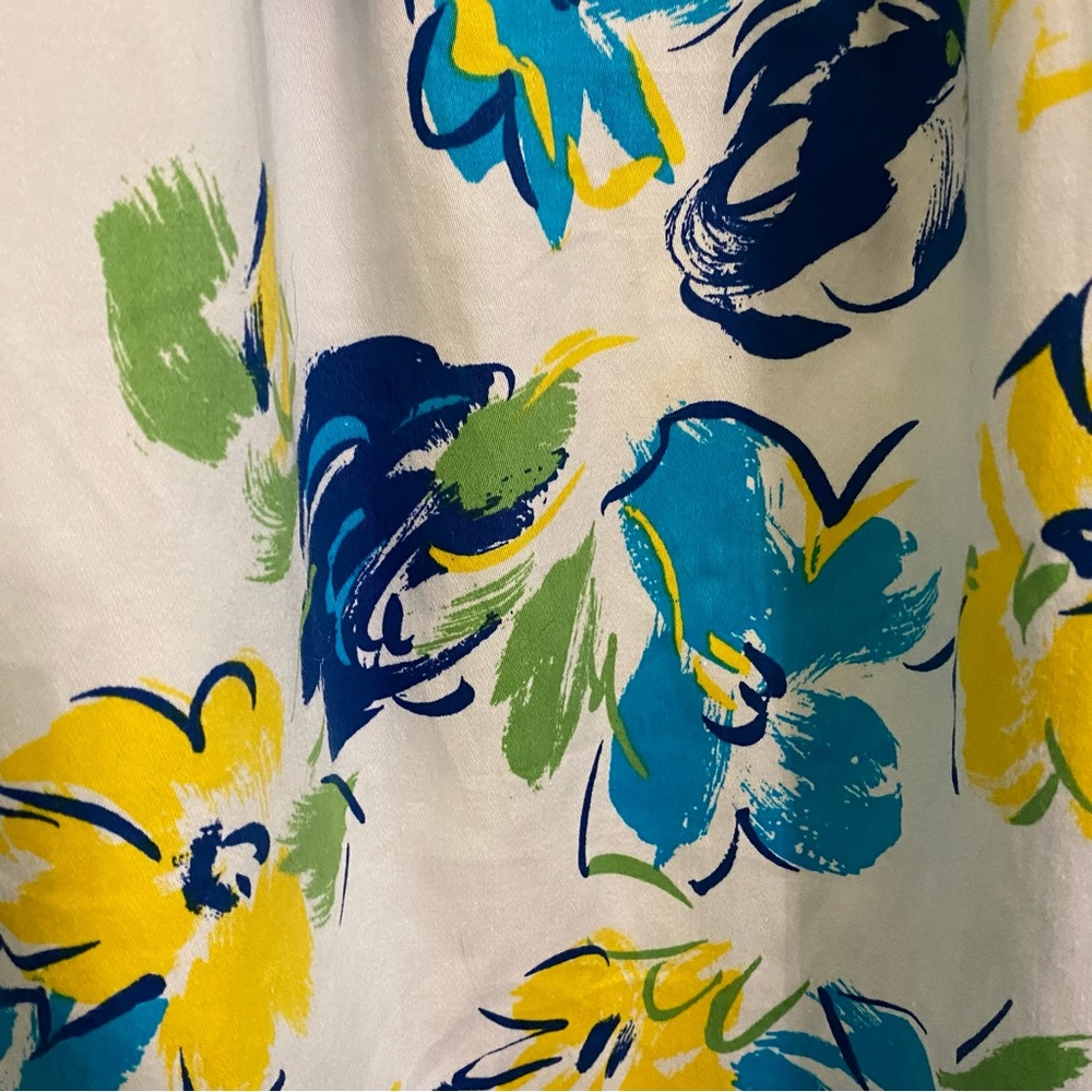 NWT Chaps Sleeveless Square Neck Fit and Flare White Blue Floral Dress Sz 14 - Picture 5 of 9